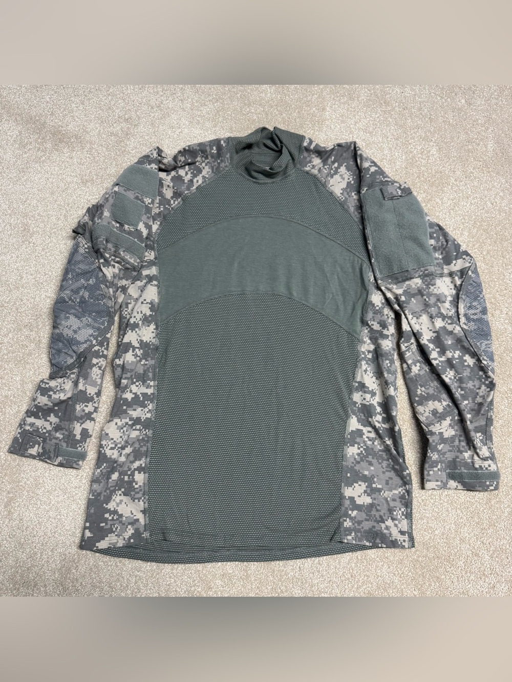 Massif Combat Shirt Mens XL Camo Pullover Military Padded Elbow Green Zip Pocket